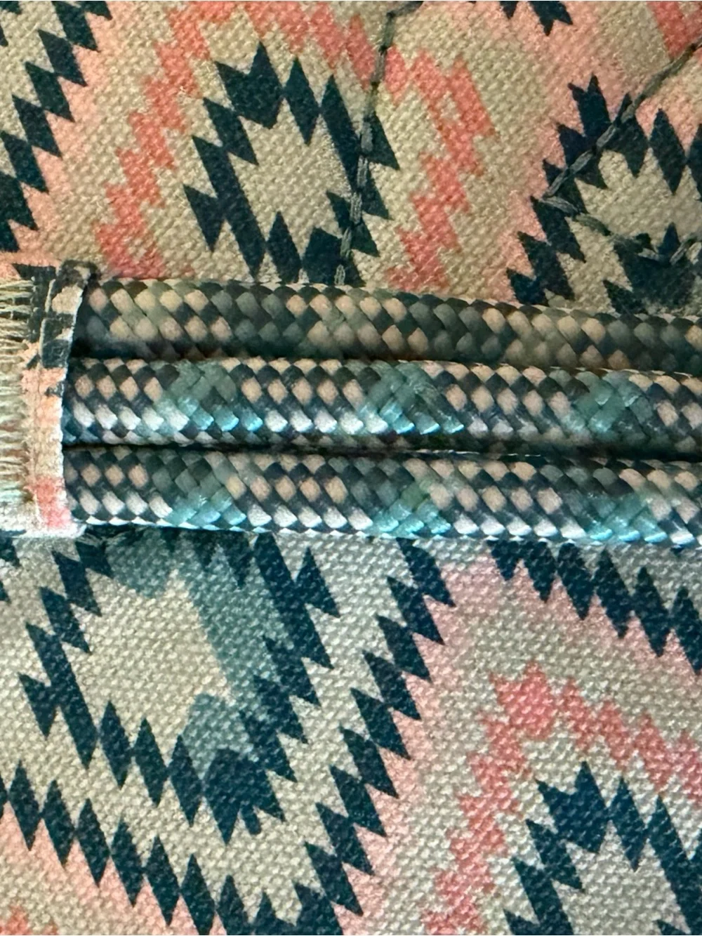 Kavu Crossbody Sling Bag in Teal and Pink Aztec Print